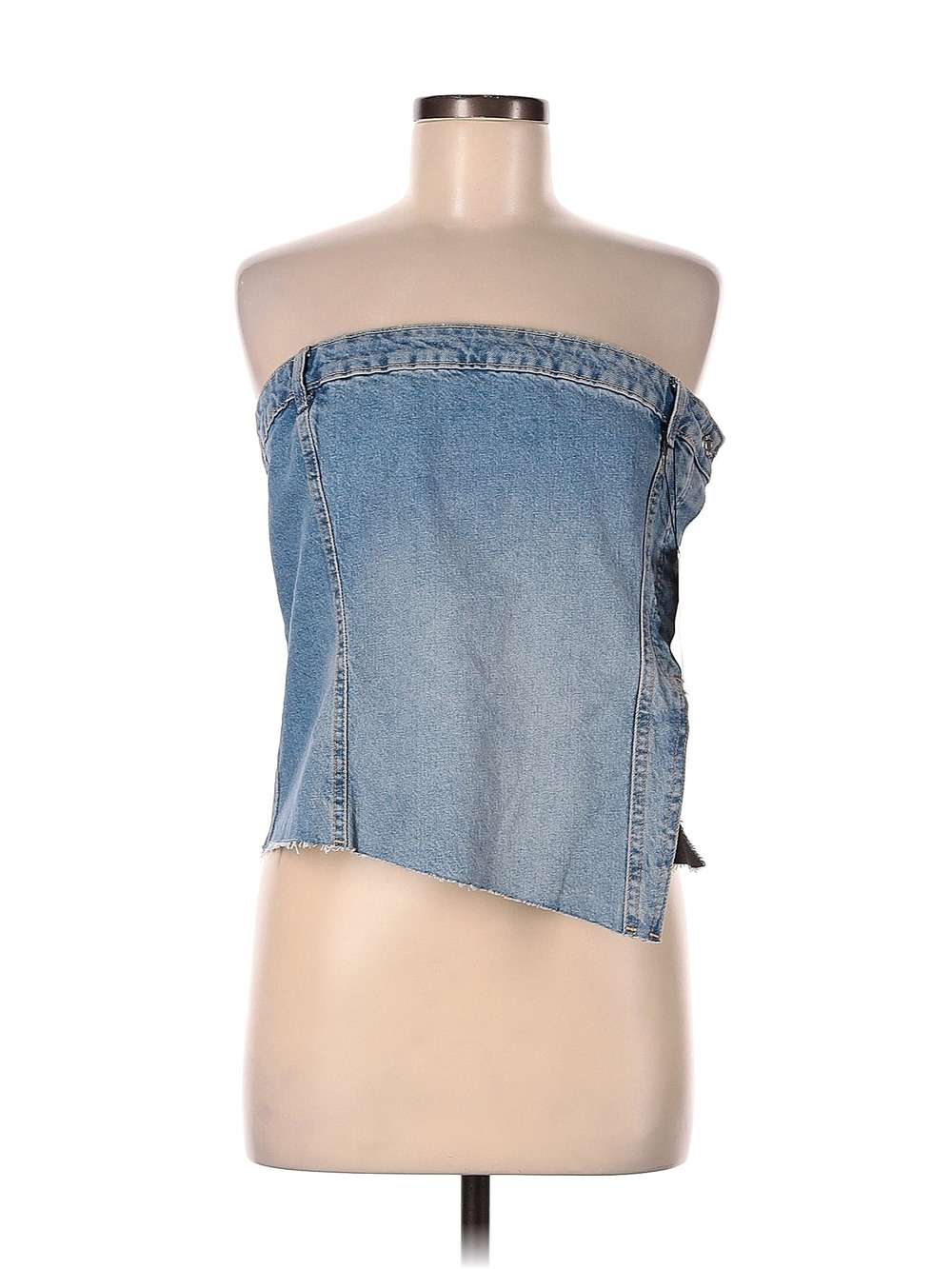 ZARA Blue Denim Strapless Crop Tube Top Corset XL